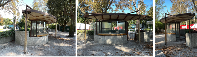 Image 1: side and frontal views of the entrance pavilion seen from the outside of the Biennale grounds (author’s collection)